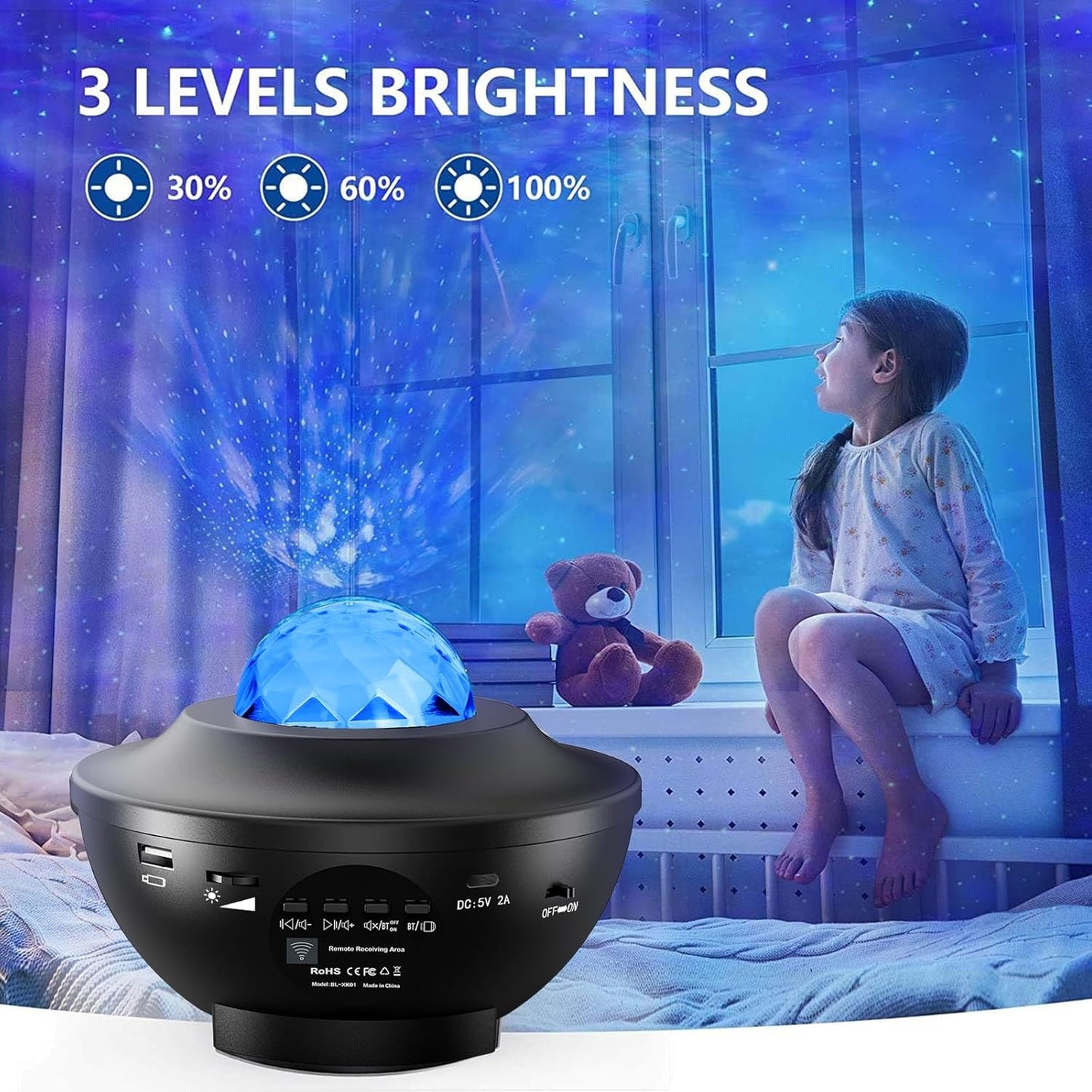 Starry Sky Projector Lamp – USB Galaxy Night Light with Music Speaker – Free Shipping