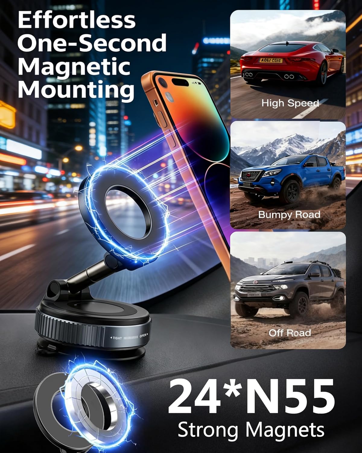 Magnetic Mobile Phone Holder | Strong Grip Adjustable Phone Stand