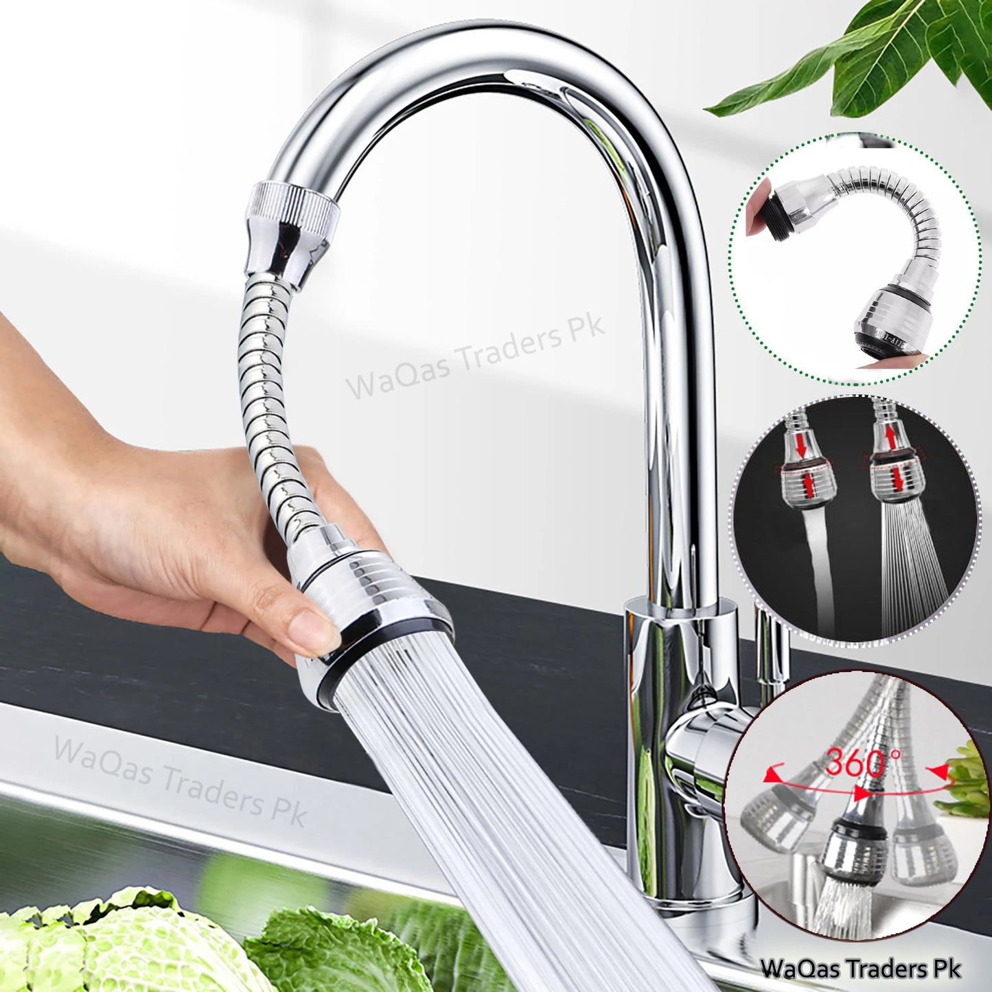 2-in-1 Kitchen Faucet Basket & 360° Rotating Faucet Sprayer Set – Water Saving Sink Accessories