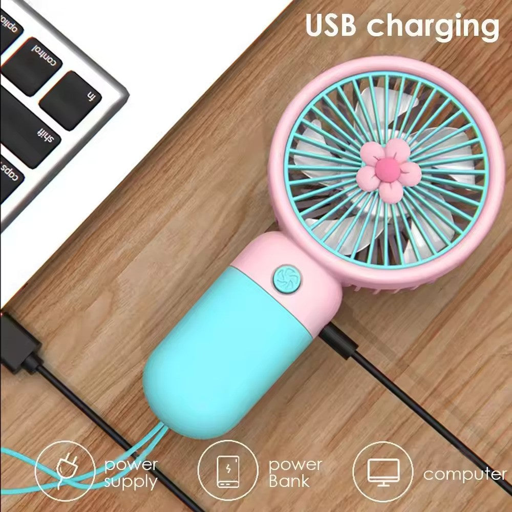 Mini Portable Handheld Rechargeable Fan | 3 Speed Pocket Fan with Adjustable Airflow for Home, Office & Travel