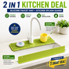 2-in-1 Silicone Faucet Mat & Kitchen Sink Splash Guard – Water-Resistant Countertop Protector