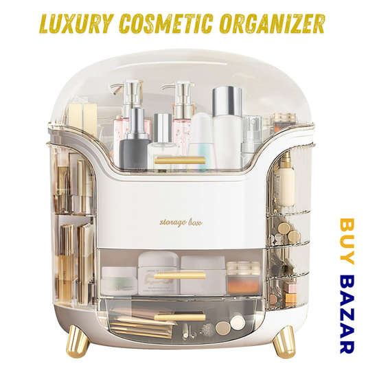 Luxury Cosmetic Organizer – Multi-Layer Makeup Storage Box with Dustproof Cover
