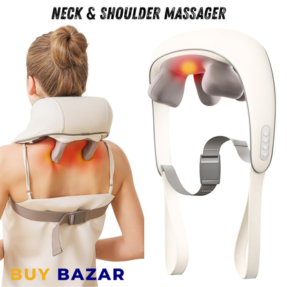 Electric Neck & Shoulder Massager – U-Shaped Portable Massage Device with Heat Function for Comfort Use