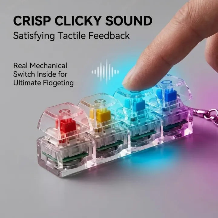 Mechanical Keyboard Switch Keychain – Clicky Stress Relief Fidget Keychain with 4 Mechanical Switches | Free Shipping