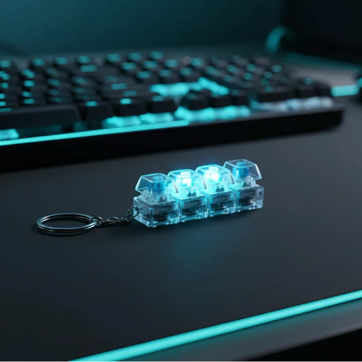 Mechanical Keyboard Switch Keychain – Clicky Stress Relief Fidget Keychain with 4 Mechanical Switches | Free Shipping