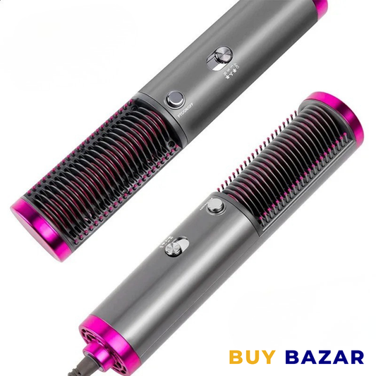 3-in-1 Hot Air Hair Styling Brush – Hair Dryer & Volumizing Straightening Comb