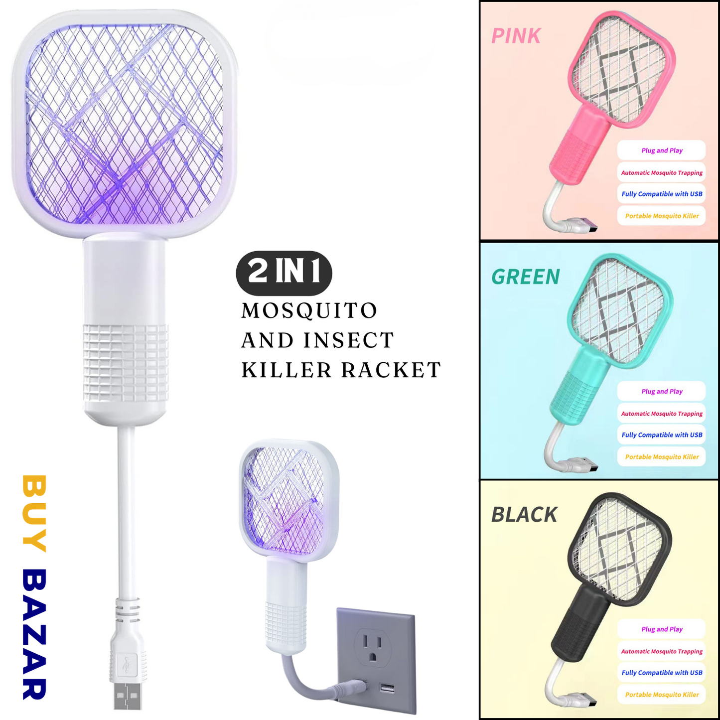 Mini Portable USB Electric Mosquito Racket