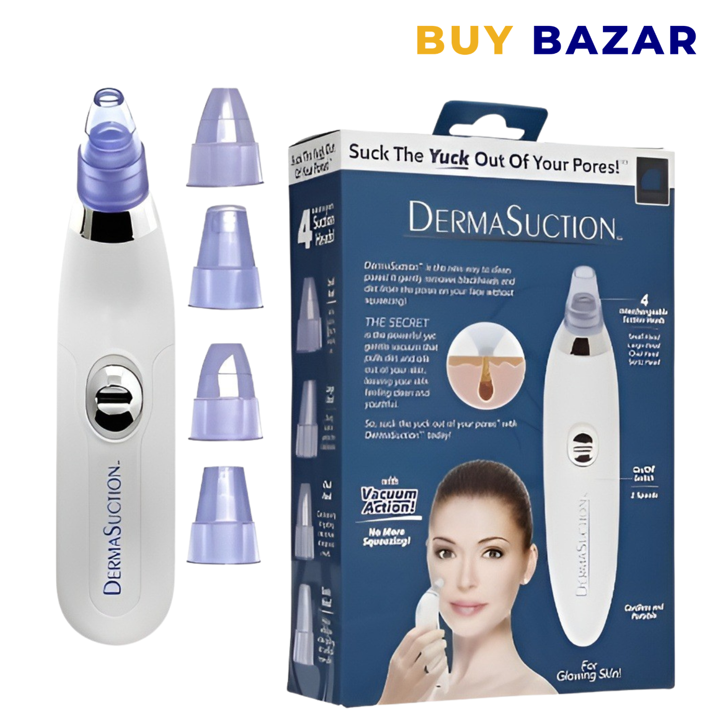 Electric Pore Vacuum Cleaner – Facial Blackhead & Skin Cleaning Device with 4 Interchangeable Heads