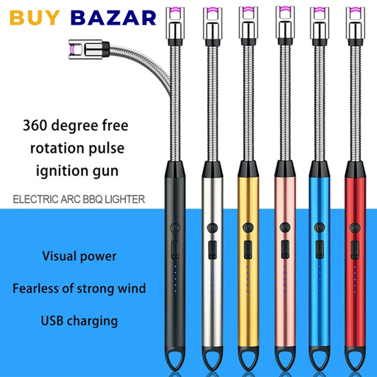 USB Rechargeable Electric Arc Lighter with 360° Flexible Neck – Wind-Resistant BBQ & Kitchen Lighter