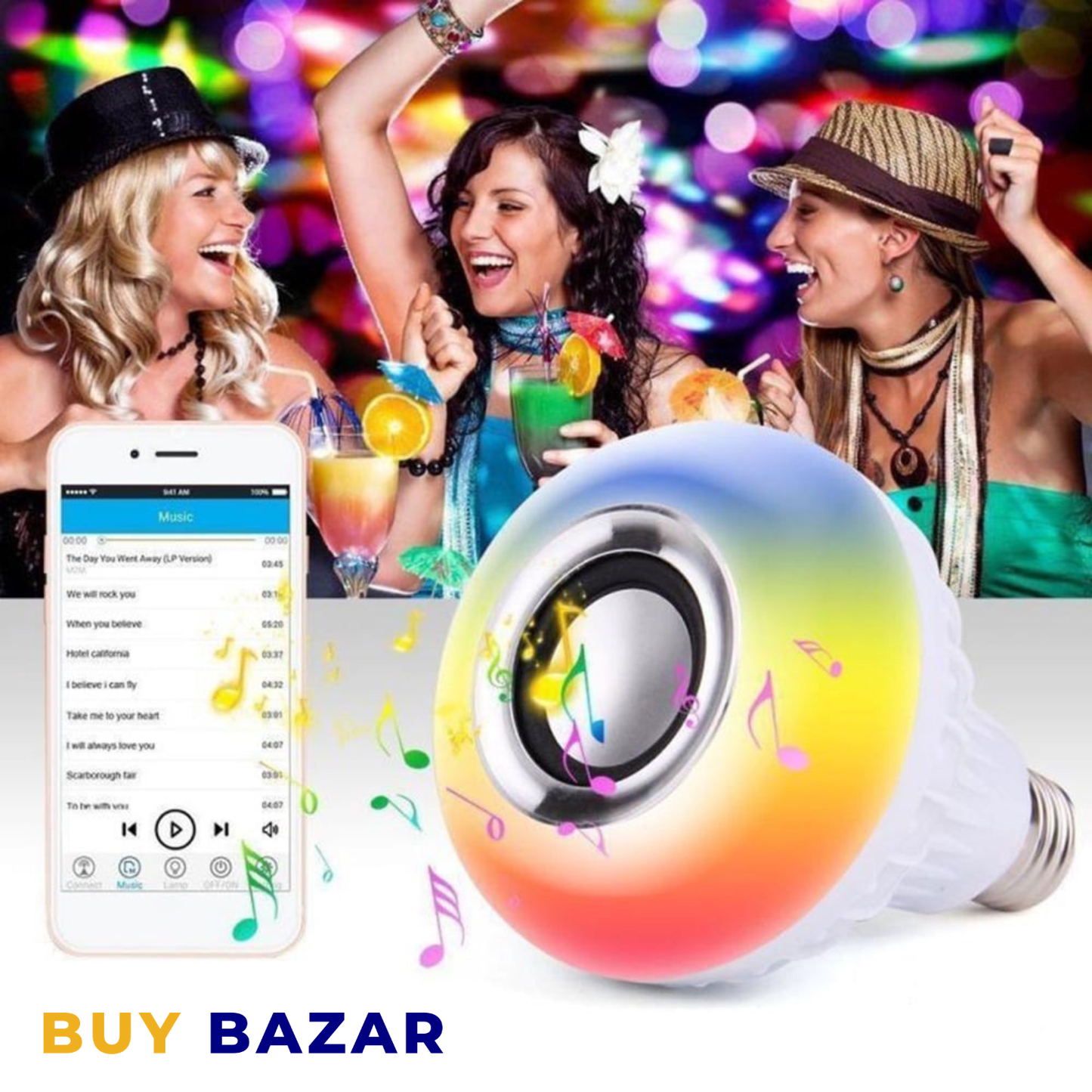 Bluetooth RGB LED Music Bulb Speaker – Wireless Color Changing Light with Built-in Bluetooth Audio Speaker