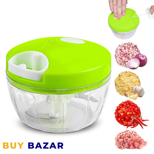 Manual Food Chopper – Pull Cord Vegetable & Meat Cutter with Stainless Steel Blades for Kitchen Use