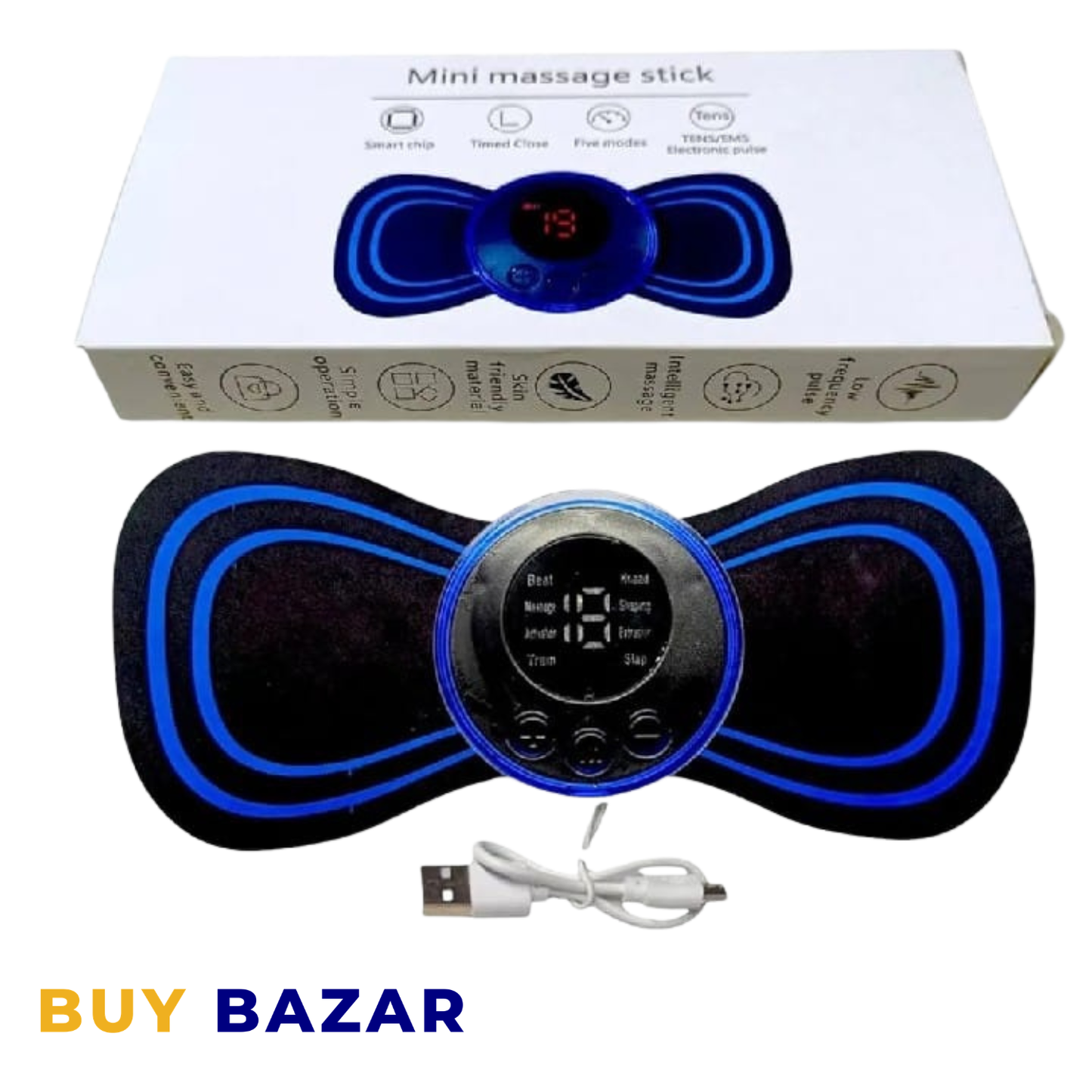 Mini Portable Pulse Massager Stick – USB Rechargeable Electronic Massage Device with Multiple Modes & Intensity Levels