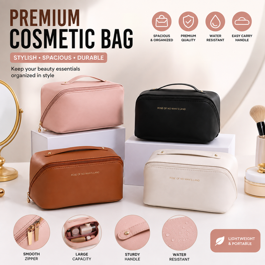 Premium Cosmetic Bag – Spacious Makeup Organizer & Travel Pouch | Free Shipping