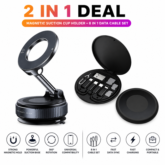Magnetic Suction Mobile Holder + 60W Travel Cable Kit – 2-in-1 Deal