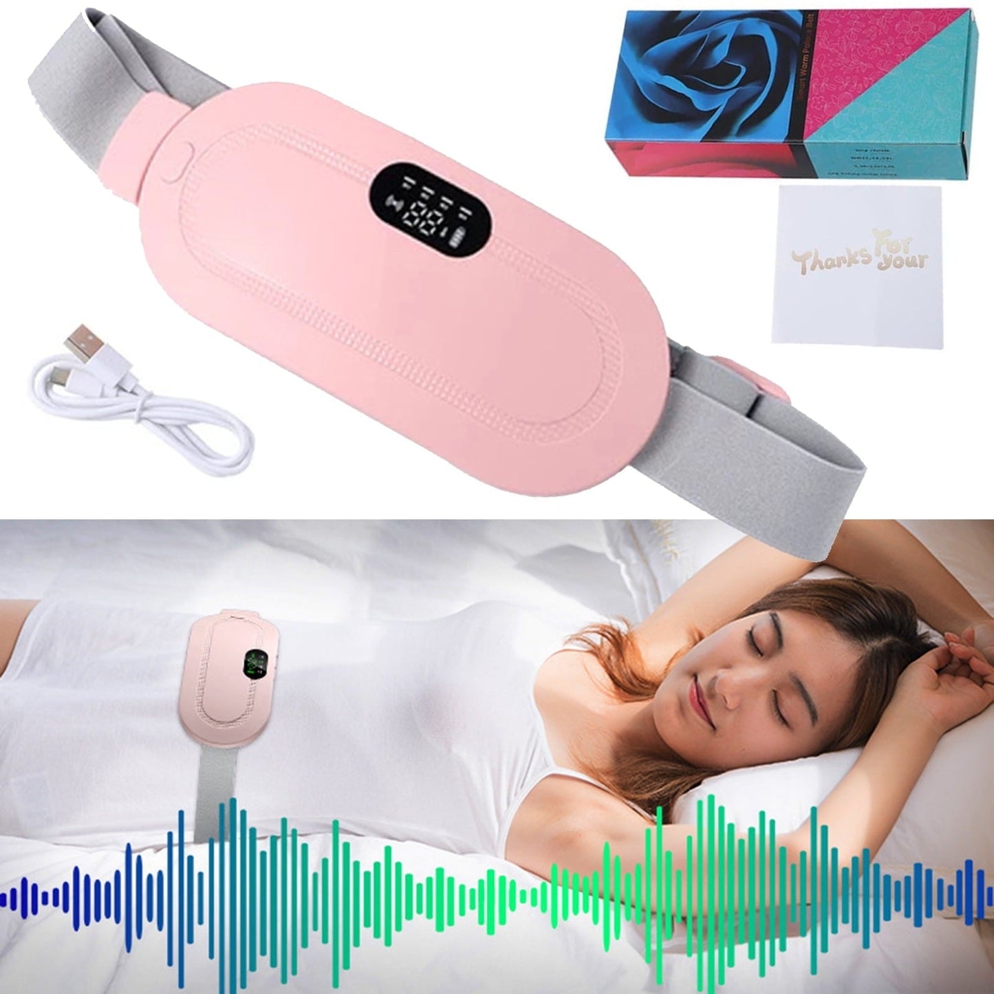 Rechargeable Heating Belt – Adjustable Warm Waist Support Belt with Multiple Heat Levels for Comfort Use