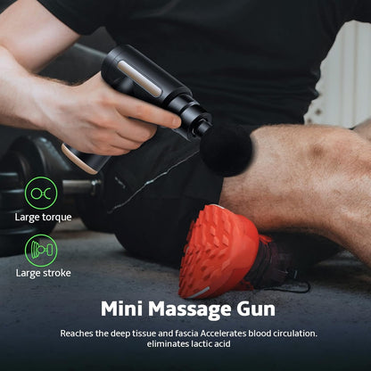 Rechargeable Muscle Massage Gun – Portable Percussion Massage Device with 4 Interchangeable Heads for Body Use