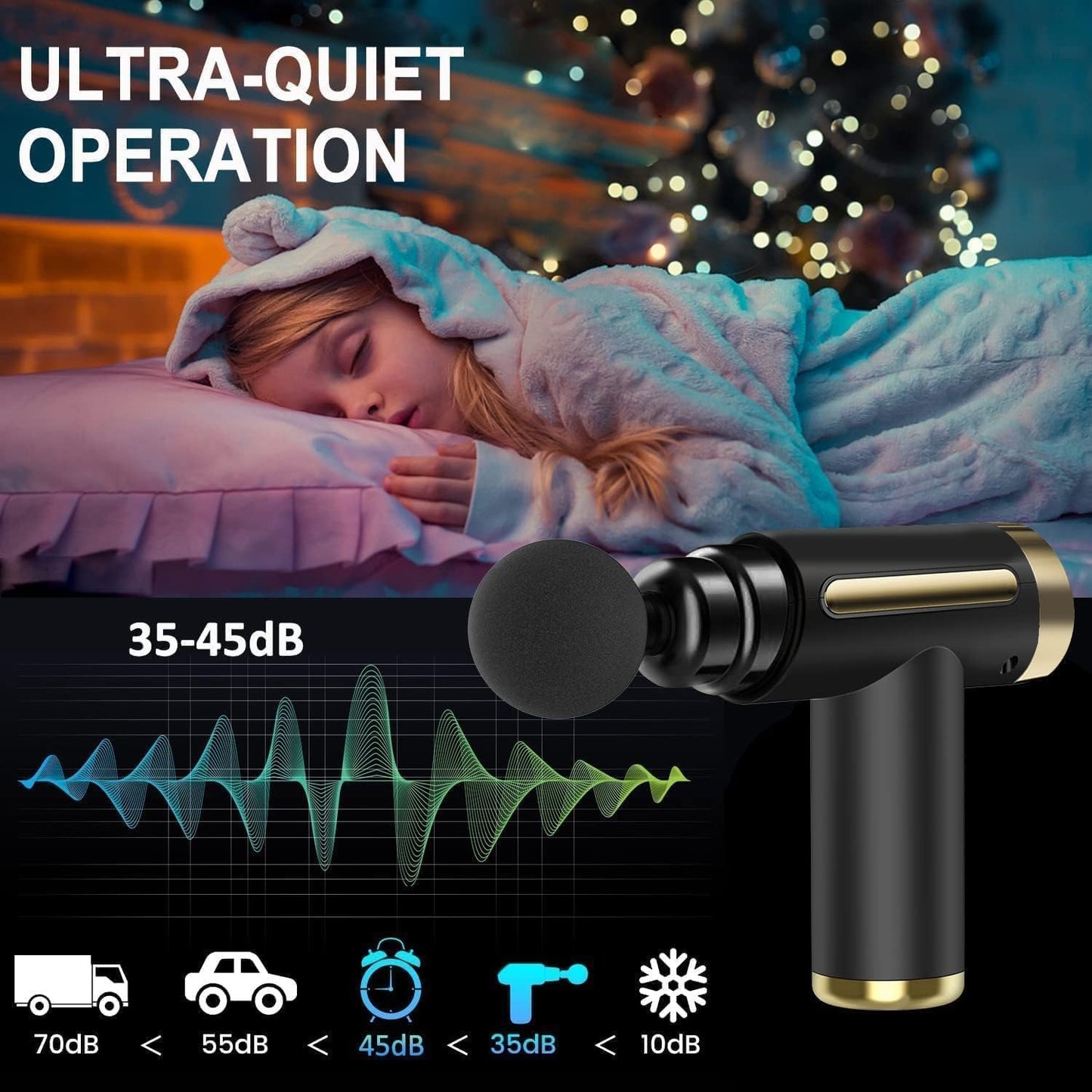Rechargeable Muscle Massage Gun – Portable Percussion Massage Device with 4 Interchangeable Heads for Body Use