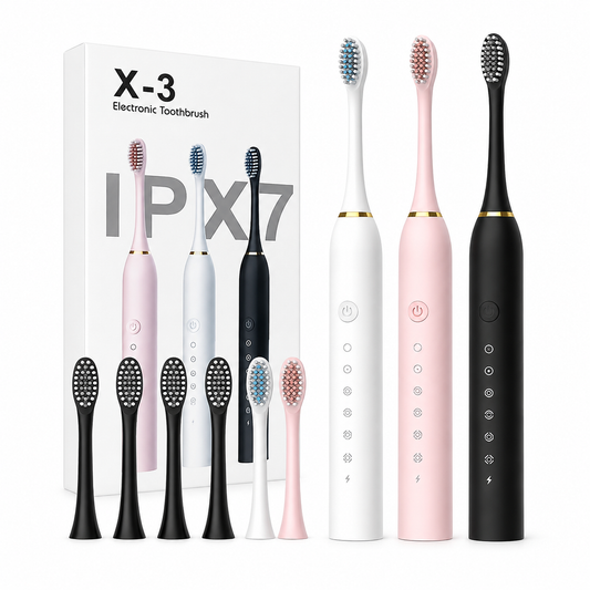 X-3 Electric Toothbrush with 4 Replacement Brush Heads - Free Shipping
