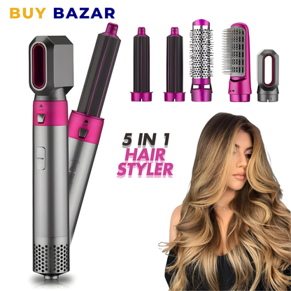 5-in-1 Hot Air Hair Styler & Dryer Brush Set – Multi-Attachment Hair Styling Tool for Drying, Curling & Volume