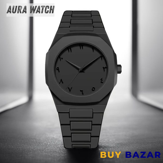 Aura Watch for Men – Minimalist Analog Wrist Watch with Butterfly Lock Strap & Classic Design (Unisex)