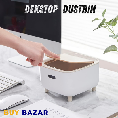 Mini Desktop Dustbin – Compact Table Trash Can with Flip Lid