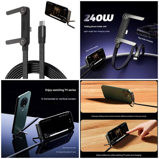 Type-C Fast Charging Cable with Phone Clamp