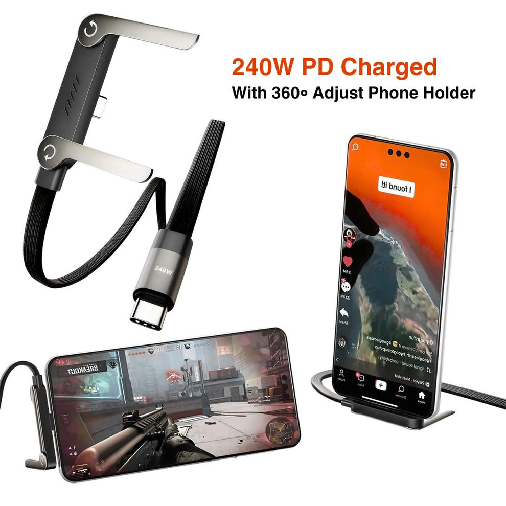 Type-C Fast Charging Cable with Phone Clamp